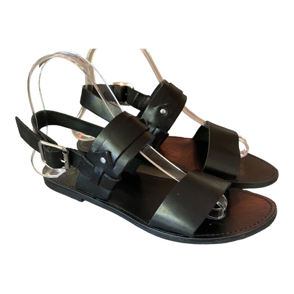 Seychelles Black Leather Flat Strappy Sandals Women's sz 6.5 - Picture 6 of 9